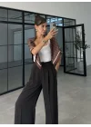 Pinterest Basic Palazzo Kumaş Kahve Pantolon
