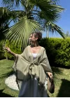 Püsküllü Kuşaklı Adaçayı Yeşili Kimono