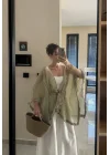Püsküllü Kuşaklı Adaçayı Yeşili Kimono