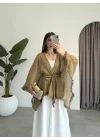 Püsküllü Kuşaklı Olive Kimono