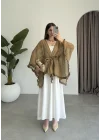 Püsküllü Kuşaklı Olive Kimono