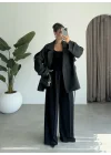 Rose Oversize Kuşaklı Antrasit Trençkot