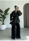 Rose Oversize Kuşaklı Antrasit Trençkot