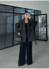 Rose Oversize Kuşaklı Antrasit Trençkot