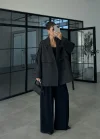 Rose Oversize Kuşaklı Antrasit Trençkot