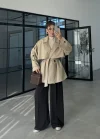 Rose Oversize Kuşaklı Camel Trençkot