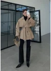 Rose Oversize Kuşaklı Camel Trençkot
