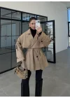 Rose Oversize Kuşaklı Camel Trençkot