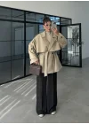 Rose Oversize Kuşaklı Camel Trençkot
