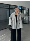 Rose Oversize Kuşaklı Gri Trençkot
