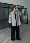 Rose Oversize Kuşaklı Gri Trençkot