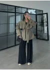 Rose Oversize Kuşaklı Haki Trençkot