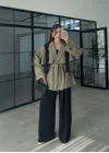Rose Oversize Kuşaklı Haki Trençkot