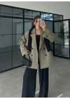 Rose Oversize Kuşaklı Haki Trençkot