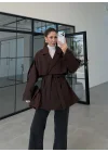Rose Oversize Kuşaklı Kahve Trençkot