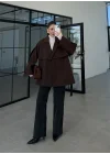 Rose Oversize Kuşaklı Kahve Trençkot