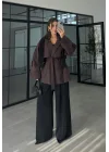 Rose Oversize Kuşaklı Kahve Trençkot