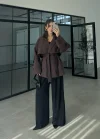 Rose Oversize Kuşaklı Kahve Trençkot