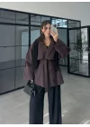 Rose Oversize Kuşaklı Kahve Trençkot