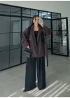 Rose Oversize Kuşaklı Kahve Trençkot
