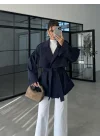 Rose Oversize Kuşaklı Lacivert Trençkot