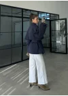 Rose Oversize Kuşaklı Lacivert Trençkot