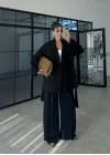 Rose Oversize Kuşaklı Siyah Trençkot