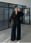 Rose Oversize Kuşaklı Siyah Trençkot