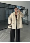 Rose Oversize Kuşaklı Taş Trençkot