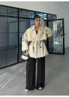 Rose Oversize Kuşaklı Taş Trençkot