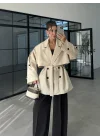 Rose Oversize Kuşaklı Taş Trençkot
