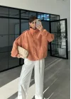 Rovena Dik Yaka Orange Astarlı Ceket