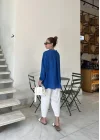 Saks Mavi Oversize Tensel Gömlek