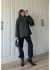 Şal Atkılı Antrasit Kaşe Ceket