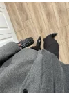 Şal Atkılı Antrasit Kaşe Ceket