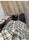 Şallı Ekose Kuşaklı Bej Gömlek