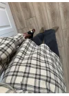 Şallı Ekose Kuşaklı Bej Gömlek