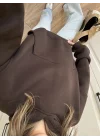 Şardonlu Oversize Kahve Sweatshirt