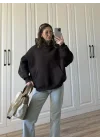 Şardonlu Oversize Kahve Sweatshirt