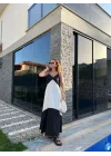 Siyah Beyaz Askılı Poplin Elbise