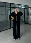 Siyah Kadife Üçlü Takım