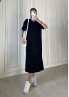 Siyah Krinkıl Basic Elbise
