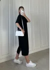 Siyah Krinkıl Basic Elbise