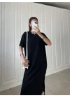 Siyah Krinkıl Basic Elbise