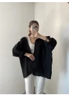 Siyah Oversize Tensel Gömlek
