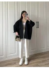 Siyah Oversize Tensel Gömlek