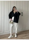 Siyah Oversize Tensel Gömlek