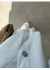 Sofi Tek Düğme Oversize Tensel Bebe Mavi Gömlek