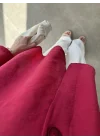 Sofi Tek Düğme Oversize Tensel Kırmızı Gömlek