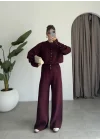 Sonya Çıtçıtlı Bordo Triko Takım